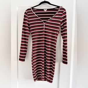 Stripped Garage Ribbed long sleeve bodycon dress